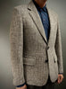 Charcoal Brown Prince of Wales Check Unconstructed Blazer.