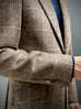 Latte Brown Check Herringbone Tweed Blazer.