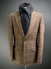 Latte Brown Check Herringbone Tweed Blazer.