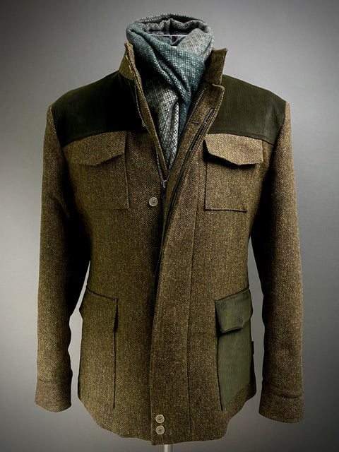 Dark Olive Tweed/Corduroy: Utility Coat.