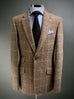 Latte Brown Check Herringbone Tweed Blazer.