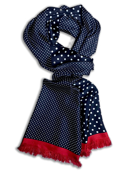 Black and White Polka Dot Silk Scarf.